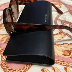 SAINT LAURENT SL M8/F 003 SUNGLASSES with gold YSL logo in HAVANA BROWN